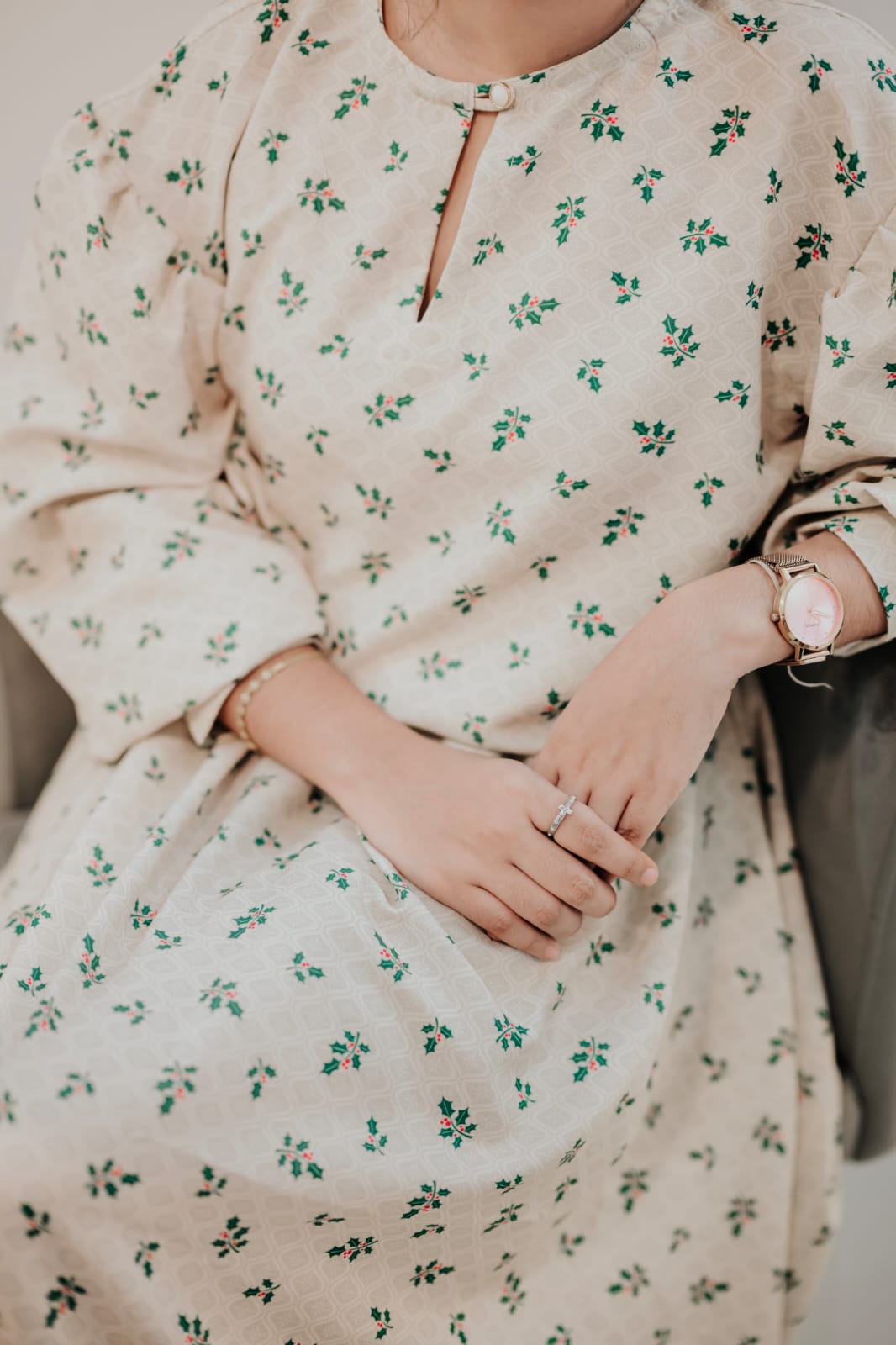 Holly Berry Leaves Top & Skirt Set